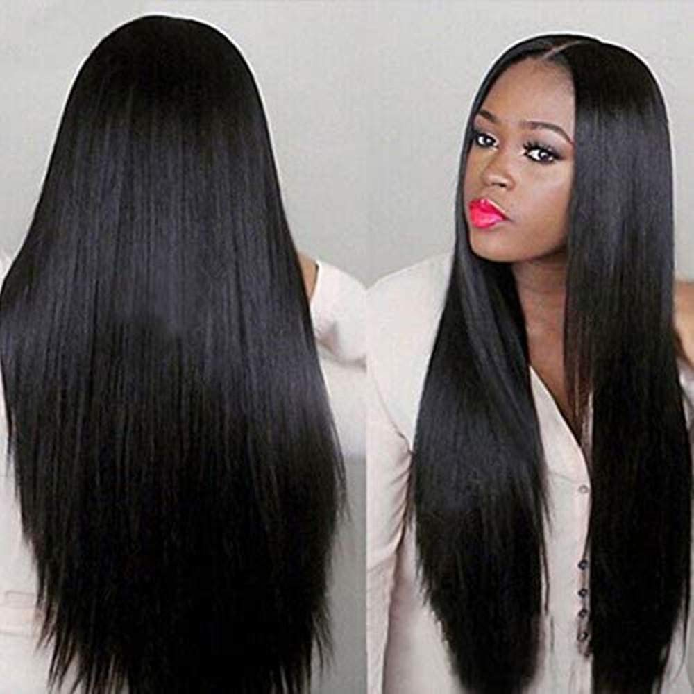 人毛100% フルウィッグ 医療用 ロングストレート ブラック 黒髪 手縫い Wig 黒髪 ロング ウィッグ 普段 使い East Leaf 黒髪 ウィッグ ロング